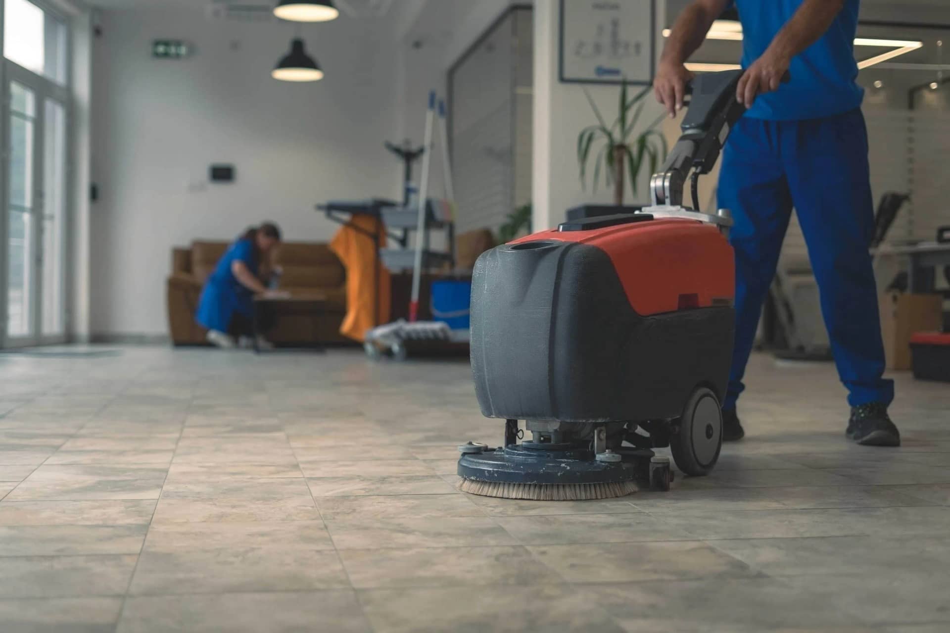 Janitorial cleaning crew at work